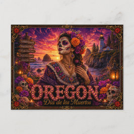 Oregon Día de los Muertos Retro Postkarte