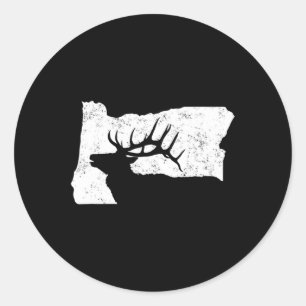 Oregon Elk Junting Shirt - Bulllek Staat Form Runder Aufkleber