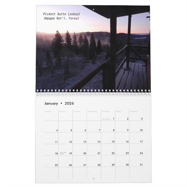 Oregon-Feuer-Ausblicke Kalender (Jan 2026)