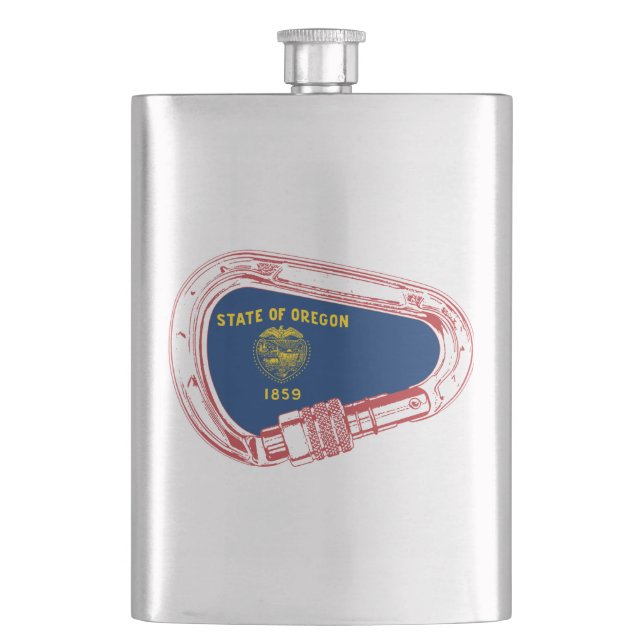 Oregon Flag Klettersteig Carabiner Flachmann (Vorderseite)