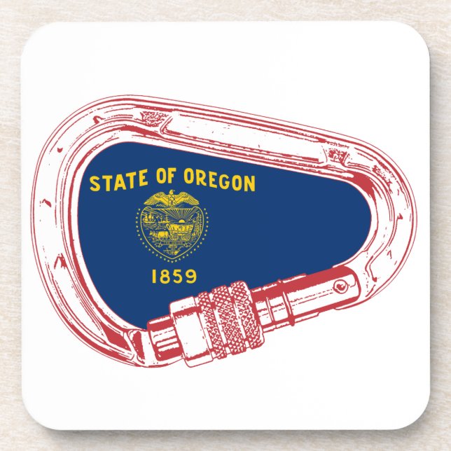 Oregon Flag Klettersteig Carabiner Untersetzer (Vorderseite)