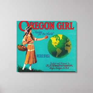 Oregon Girl Apple Crate LabelElgin, OR Leinwanddruck