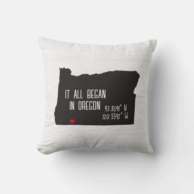 Oregon GPS Koordinaten mit Herz Kissen (Vorderseite)
