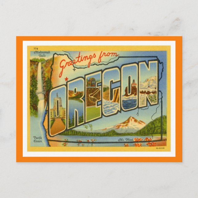 Oregon Greetings von US-Staaten Postkarte (Vorderseite)