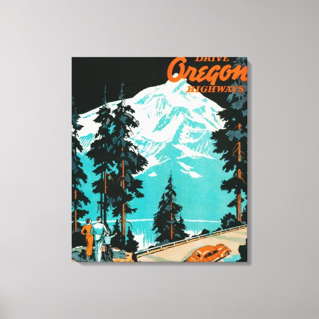 Oregon Highways Werbeplakat Leinwanddruck (Vorderseite)