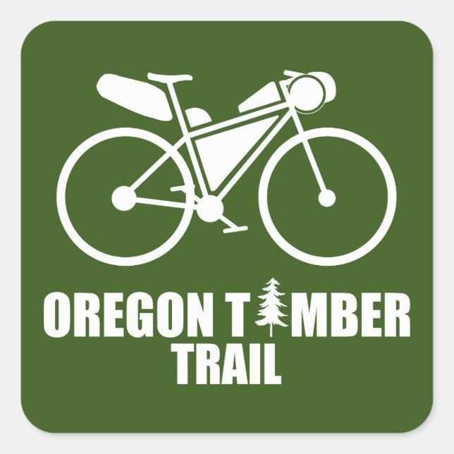 Oregon Holzweg Bikepacking Quadratischer Aufkleber (Vorderseite)
