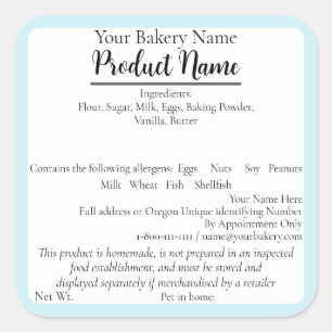 Oregon Hütte Food Business Blue Baking Label Quadratischer Aufkleber
