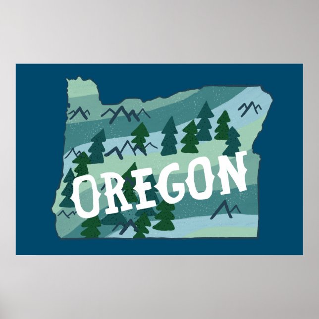 Oregon Illustriert Map Poster (Vorne)