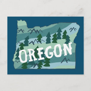 Oregon Illustriert Map Postkarte