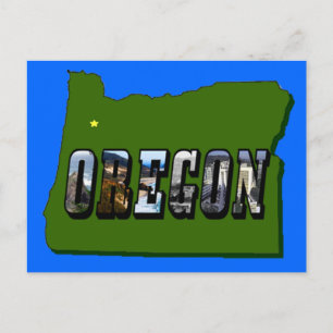 Oregon-Kartenskizze und Bildtext Postkarte
