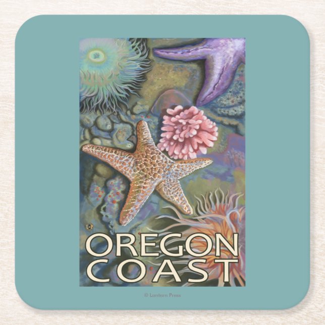 Oregon-Küste Tidepool Rechteckiger Pappuntersetzer (Vorderseite)