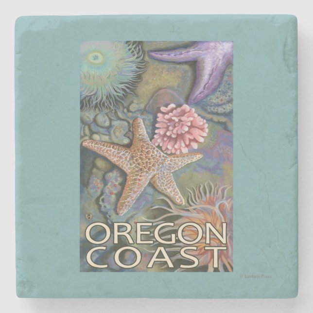 Oregon-Küste Tidepool Steinuntersetzer (Vorderseite)