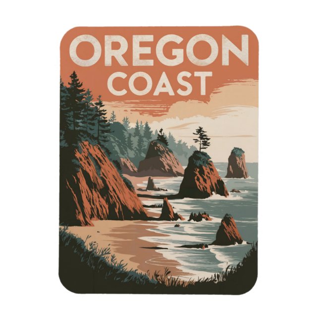 Oregon Küste Vintage Magnet (Vertikal)