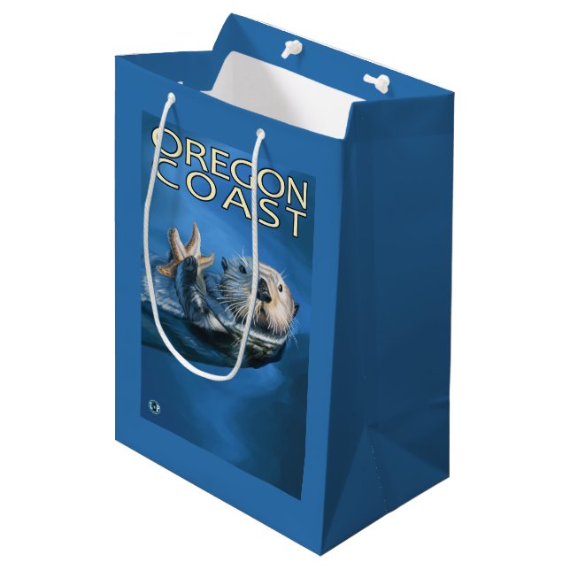Oregon-Küsten-Seeotter Mittlere Geschenktüte (Vorderseite Schrägansicht)