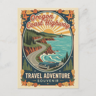 Oregon-Küstenstraße Retro-Reise Postkarte