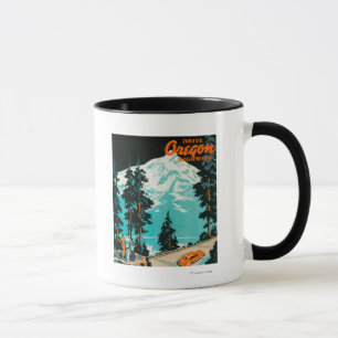 Oregon-Landstraßen, die Plakat annoncieren Tasse