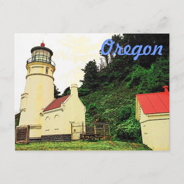 Oregon Lighthouse Postcard Postkarte (Vorderseite)