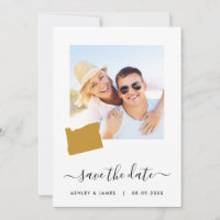 Oregon Map Foto Wedding Save the Date Card