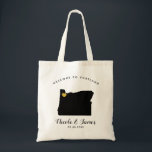 Oregon Map Hochzeitssorgen Begrüßung Tasche, Black Tragetasche<br><div class="desc">Hochzeitswochenende Begrüßungsgeschenktasche für Gäste aus der Stadt, um Ihre Hochzeit mit dem Bild von Oregon, mit goldenem Herzen. Fülle die Tasche mit deinen Lieblingsgoodies.</div>