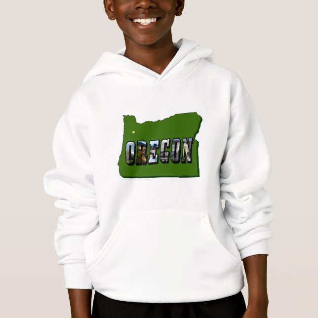 Oregon Map Kontur und Bildtext Hoodie (Vorderseite)