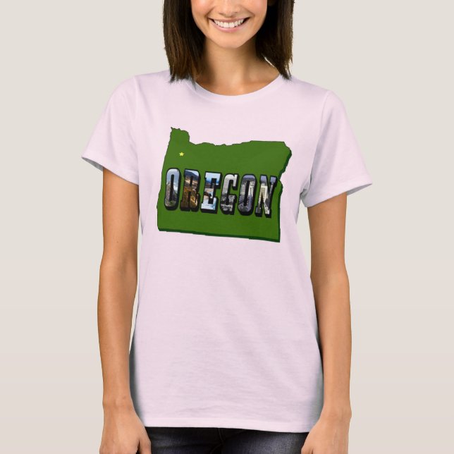 Oregon Map Kontur und Bildtext T-Shirt (Vorderseite)