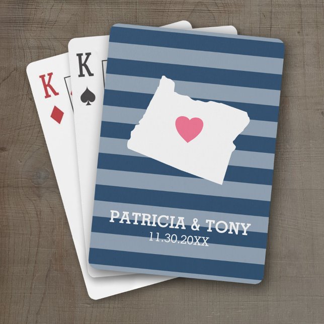 Oregon Map Zuhause Staat Liebe mit optionalem Herz Spielkarten (Personalized Playing Cards with a State Map, Movable Heart and Name)