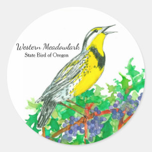 Oregon Meadowlark Grabmal Journal Runder Aufkleber