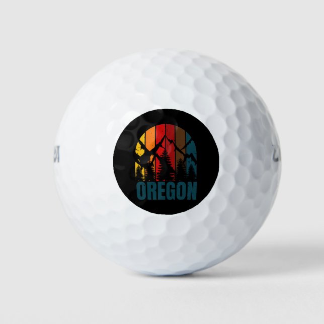 Oregon Mountains Retro Vintag Golfball (Vorderseite)