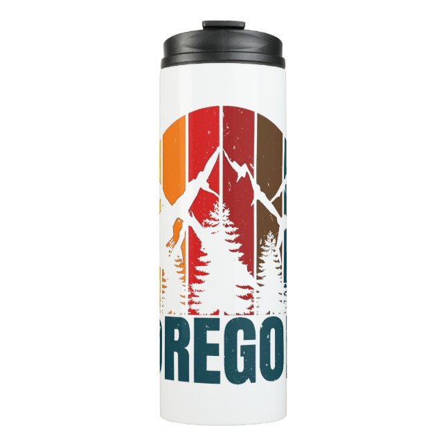 Oregon Mountains Retro Vintag Thermosbecher (Vorderseite)