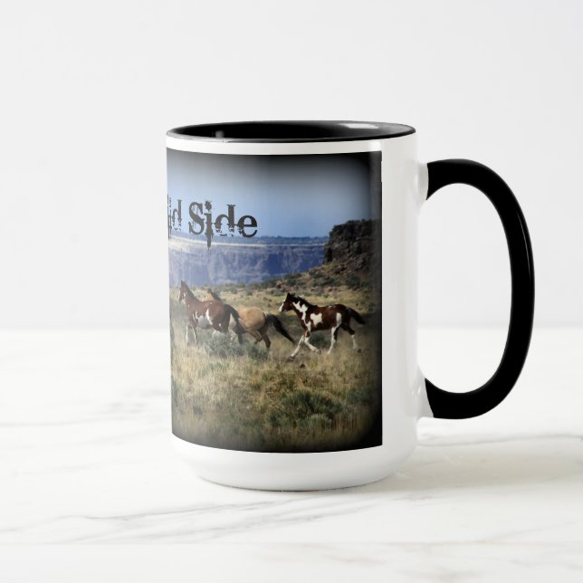 Oregon-Mustangs auf eines Oregons wilder Tasse (Rechts)