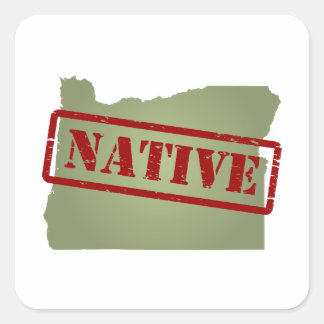 Oregon Native mit Oregon Map Quadratischer Aufkleber