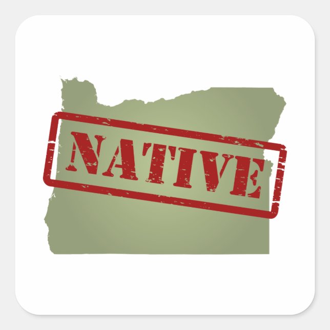 Oregon Native mit Oregon Map Quadratischer Aufkleber (Vorderseite)