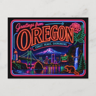 Oregon Neon State Retro Vintage Postkarte