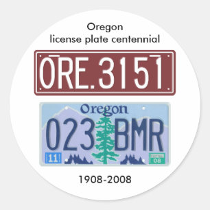 Oregon Nummernschild hundertjährig Runder Aufkleber