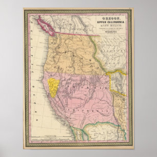 Oregon, oberes Kalifornien und New Mexiko Poster