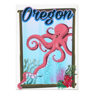 Oregon Octopus Reiseplakat. Fotodruck