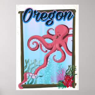 Oregon Octopus Reiseplakat. Poster