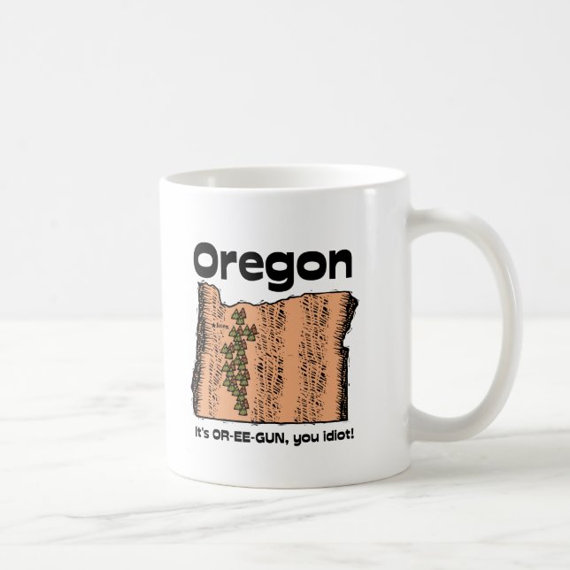 Oregon- ODER Staats-Motto ~ ist es OR-EE-GUN, Sie Kaffeetasse (Rechts)