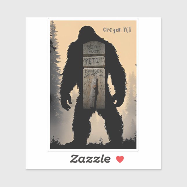 Oregon PCT Bigfoot Danger Meter Sticker (Blatt)