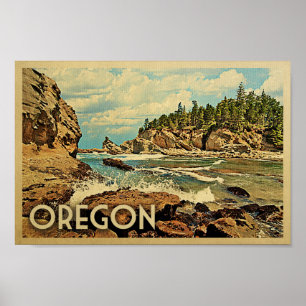 Oregon Poster Vintage Wandern neben dem Wasser