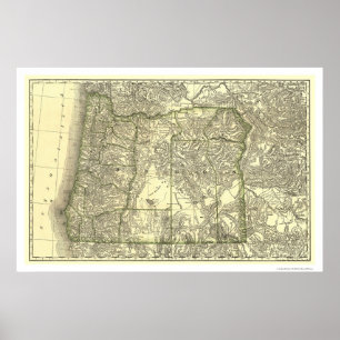 Oregon Railroad Karte 1876 Poster