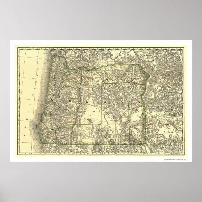 Oregon Railroad Karte 1876 Poster (Vorne)