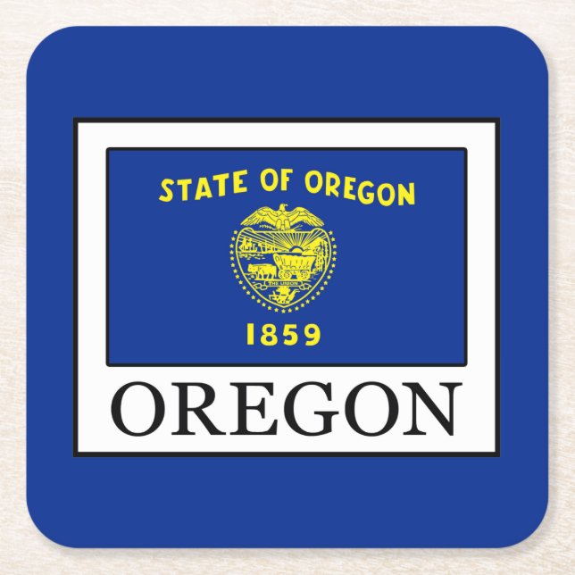 Oregon Rechteckiger Pappuntersetzer (Vorderseite)