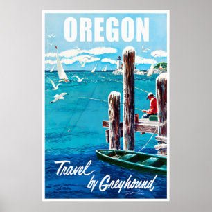 Oregon Reiseplakat Küstenkunst Fischereidruck Poster