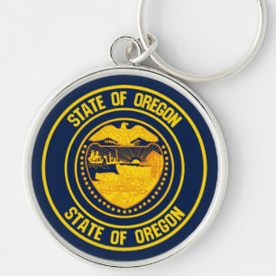 Oregon Round Emblem Schlüsselanhänger