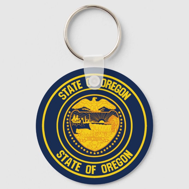 Oregon Round Emblem Schlüsselanhänger (Vorderseite)