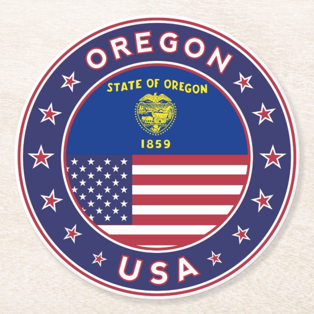 Oregon Runder Pappuntersetzer (Vorderseite)