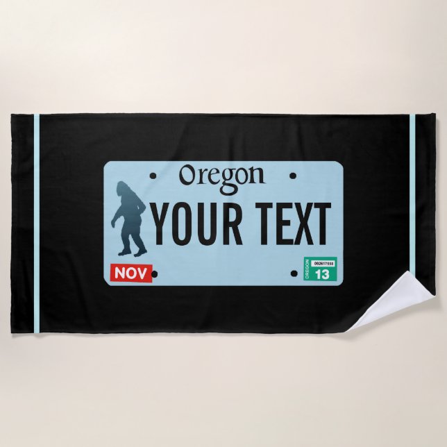 Oregon Sasquatch License Plate Strandtuch (Vorderseite)