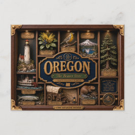 Oregon-Schattenschachtel-3D-Figur-Staat Postkarte