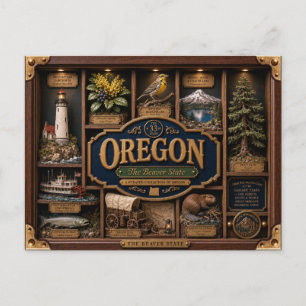 Oregon-Schattenschachtel-3D-Figur-Staat Postkarte